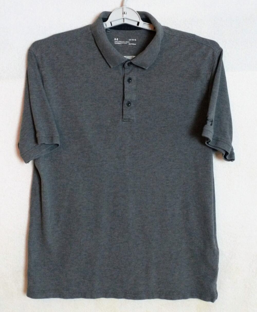 Under Armour HeatGear Polo Shirt Mens Large L Gray Short Sleeve Loose Fit Golf
